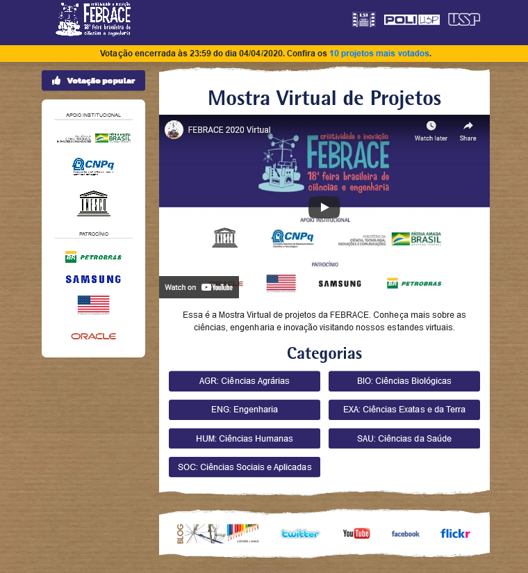 FEBRACE, Mostra Virtual de Projetos